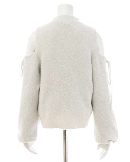 INGNI(イング) 肩開きラメフェザーニット オフホワイト