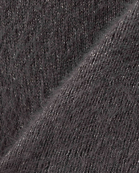 INGNI（イング） 肩開きラメフェザーニット ﾁｬｺｰﾙｸﾞﾚｰ