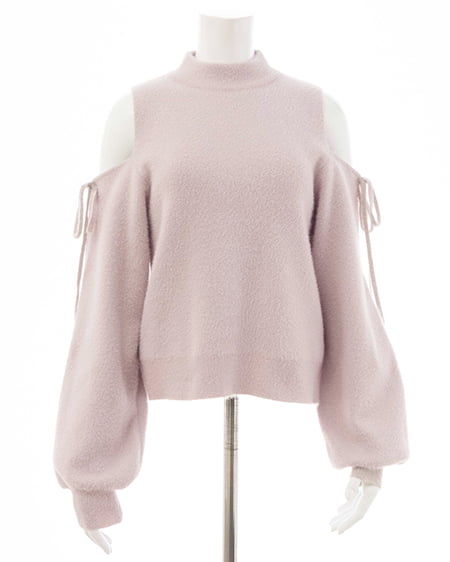 INGNI(イング) 肩開きラメフェザーニット ピンク