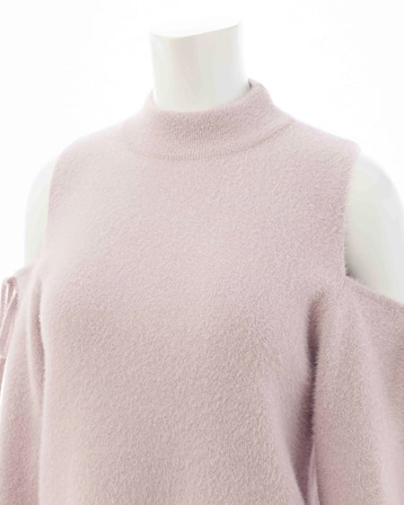 INGNI(イング) 肩開きラメフェザーニット ピンク