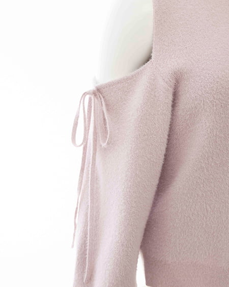 INGNI(イング) 肩開きラメフェザーニット ピンク