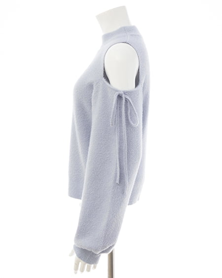 INGNI(イング) 肩開きラメフェザーニット サックス