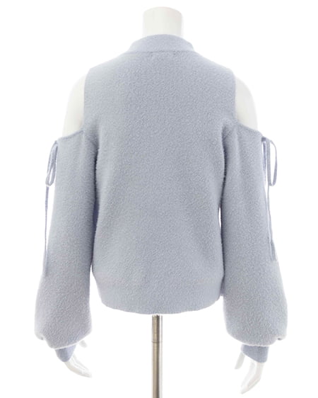 INGNI(イング) 肩開きラメフェザーニット サックス