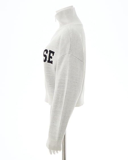 INGNI(イング) ハーフジップショート丈ロゴニット オフホワイト/クロ