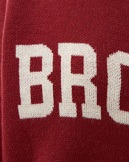 INGNI(イング) ハーフジップショート丈ロゴニット ボルドー/オフホワイト