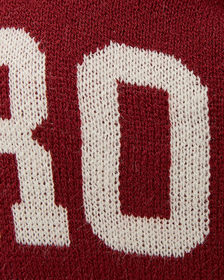 INGNI(イング) ハーフジップショート丈ロゴニット ボルドー/オフホワイト