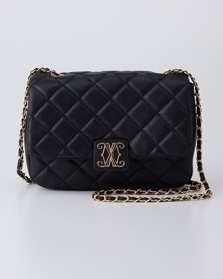 エンブレム付キルティングショルダーバッグ