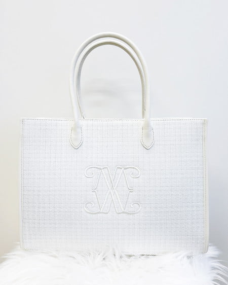 ツイードロゴトートバッグ