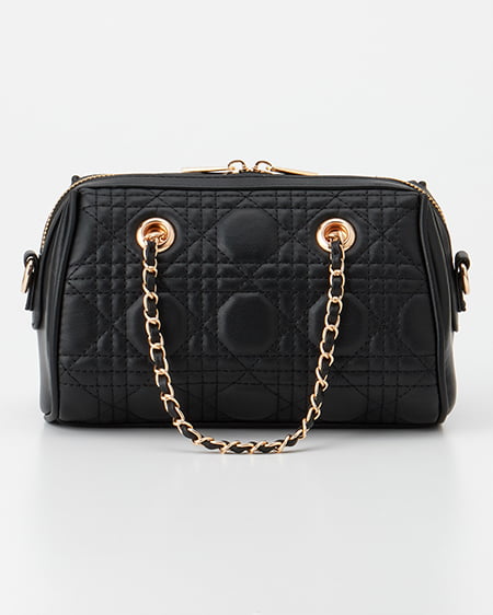 INGNI(イング) キルティングチェーンボストンバッグ クロ