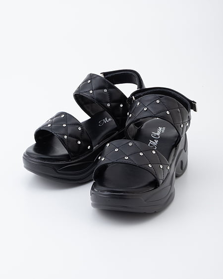 INGNI（イング） キルトビジューサンダル ｸﾛ