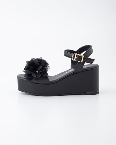 INGNI（イング） 厚底フラワーサンダル ｸﾛ