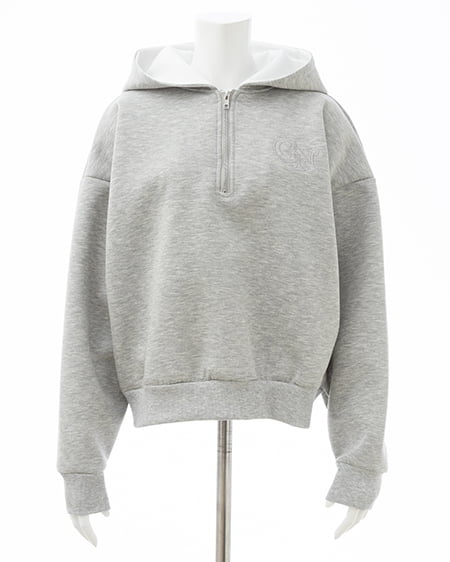 INGNI（イング） ダンボールハーフジップ胸刺繡ロゴパーカー ｸﾞﾚｰ/ｵﾌﾎﾜｲﾄ