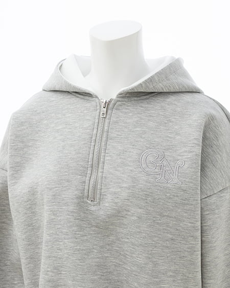 INGNI（イング） ダンボールハーフジップ胸刺繡ロゴパーカー ｸﾞﾚｰ/ｵﾌﾎﾜｲﾄ