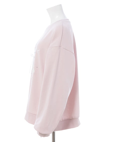 INGNI(イング) 装飾リボン付ねこスウェットトップス ライトピンク