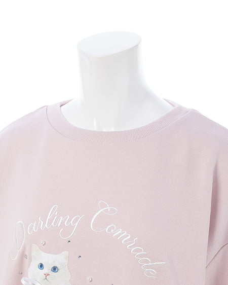 INGNI(イング) 装飾リボン付ねこスウェットトップス ライトピンク