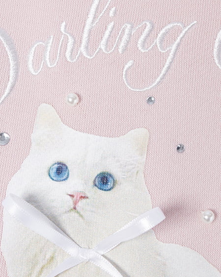 INGNI(イング) 装飾リボン付ねこスウェットトップス ライトピンク