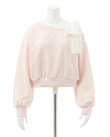 INGNI（イング） スウェット肩リボン胸ロゴワンショルトップス ﾗｲﾄﾋﾟﾝｸ