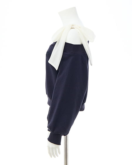 INGNI(イング) スウェット肩リボン胸ロゴワンショルトップス コン