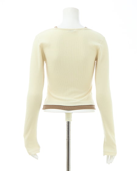 INGNI（イング） キャミレイヤード風リブレースアップトップス ｱｲﾎﾞﾘｰ/ﾌﾞﾗｳﾝ