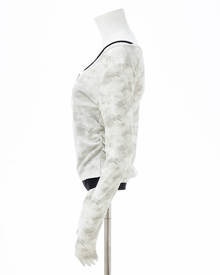 INGNI（イング） ムラ染めヘンリーネックレイヤード胸クロス装飾トップス ｵﾌﾎﾜｲﾄ