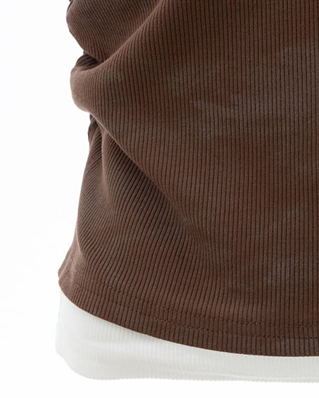 INGNI（イング） ムラ染めヘンリーネックレイヤード胸クロス装飾トップス ﾌﾞﾗｳﾝ