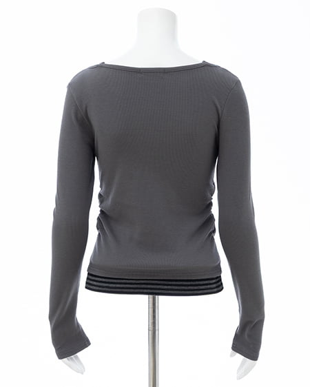 INGNI（イング） 胸プレート付レイヤード風トップス ﾁｬｺｰﾙｸﾞﾚｰ