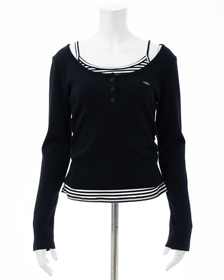 INGNI（イング） 胸プレート付レイヤード風トップス ｸﾛ