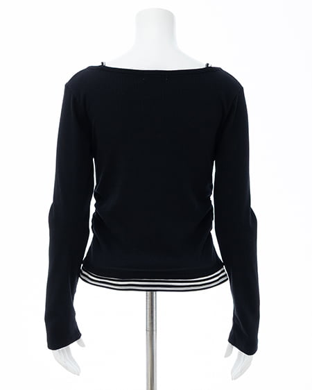 INGNI（イング） 胸プレート付レイヤード風トップス ｸﾛ