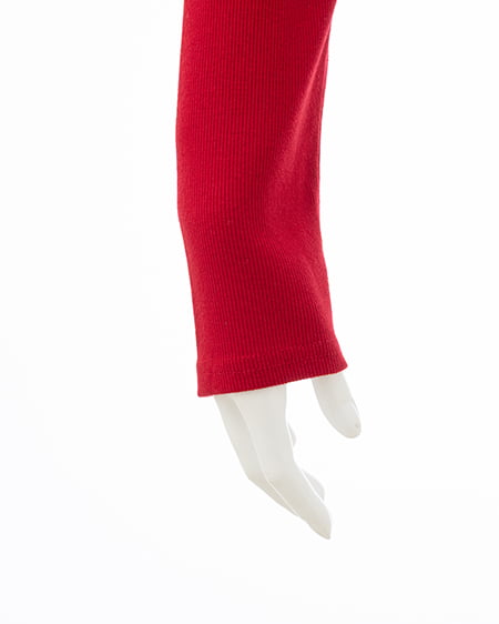 INGNI（イング） レースレイヤード風リボン付きリブトップス ｱｶ/ｵﾌﾎﾜｲﾄ