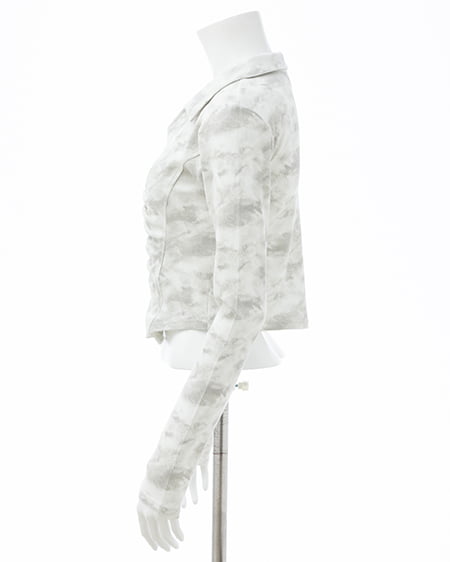 INGNI（イング） ムラ染め襟付きジップトップス ｵﾌﾎﾜｲﾄ