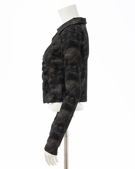 INGNI（イング） ムラ染め襟付きジップトップス ｸﾛ