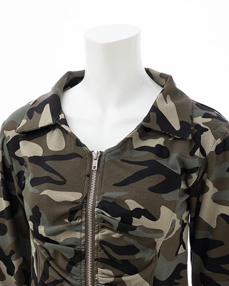 INGNI（イング） ムラ染め襟付きジップトップス ﾒｲｻｲ