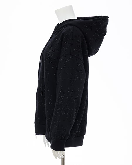 INGNI(イング) ラメスウェットジップパーカー クロ