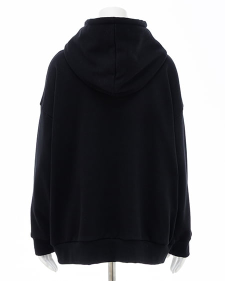 INGNI（イング） ナンバリングスウェットダブルジップパーカー ｸﾛ/ｵﾌﾎﾜｲﾄ