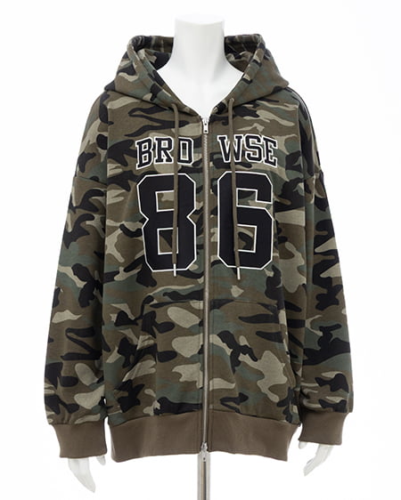 INGNI（イング） ナンバリングスウェットダブルジップパーカー ﾒｲｻｲ/ｸﾛ