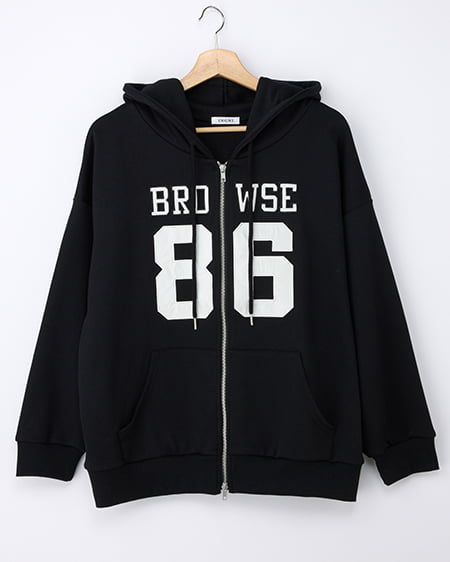 ナンバリングスウェットダブルジップパーカー