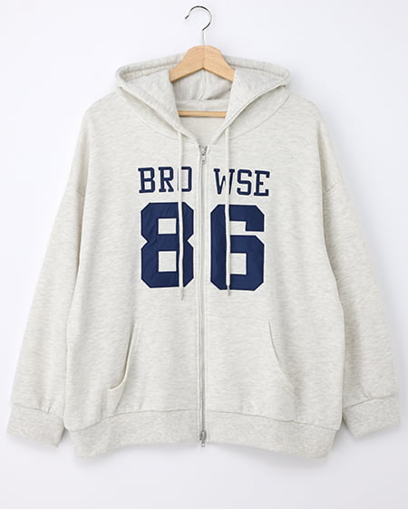 ナンバリングスウェットダブルジップパーカー