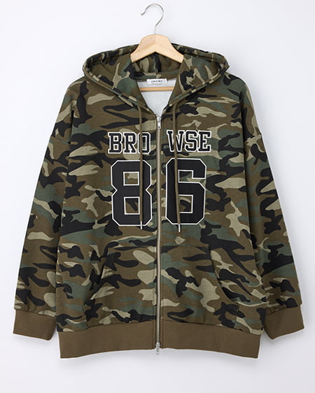 ナンバリングスウェットダブルジップパーカー