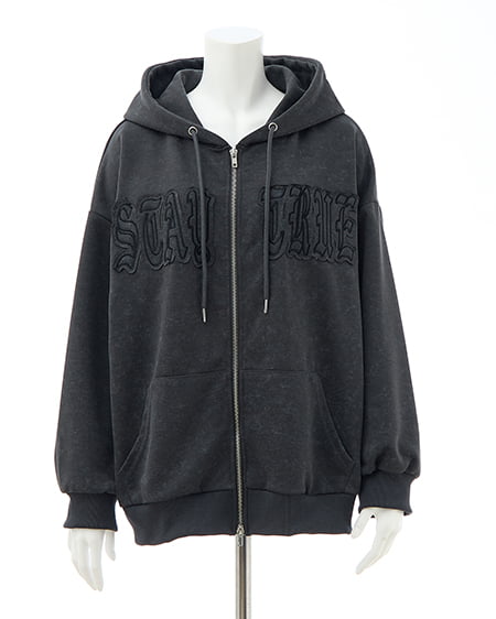 INGNI（イング） ムラ染め貼付ロゴジップパーカー ﾁｬｺｰﾙｸﾞﾚｰ