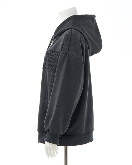 INGNI（イング） ムラ染め貼付ロゴジップパーカー ﾁｬｺｰﾙｸﾞﾚｰ