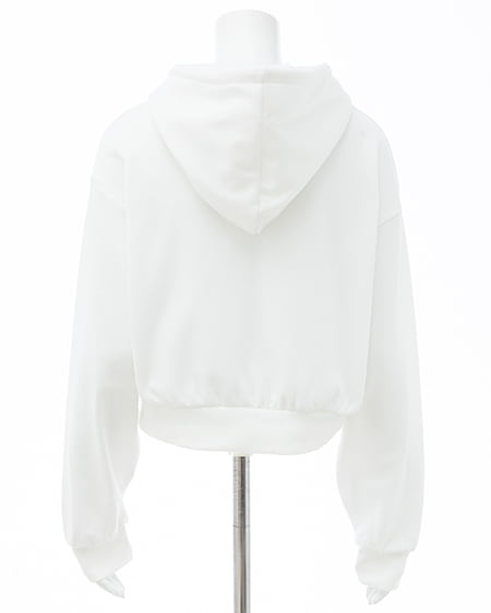 INGNI（イング） レース付胸ロゴスウェットショートジップパーカー(セットアップ対応) ｵﾌﾎﾜｲﾄ