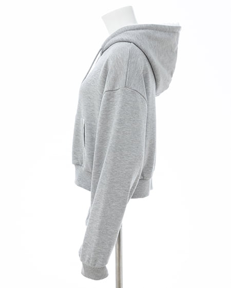 INGNI(イング) レース付胸ロゴスウェットショートジップパーカー(セットアップ対応) グレー