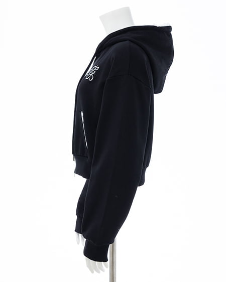 INGNI(イング) レース付胸ロゴスウェットショートジップパーカー(セットアップ対応) クロ