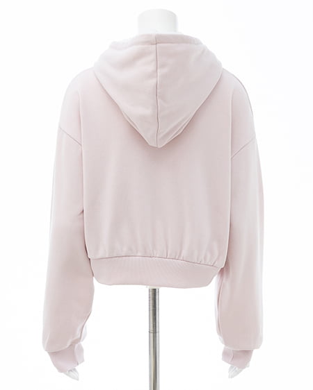 INGNI(イング) レース付胸ロゴスウェットショートジップパーカー(セットアップ対応) ライトピンク