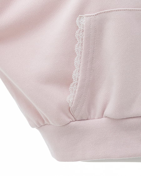 INGNI(イング) レース付胸ロゴスウェットショートジップパーカー(セットアップ対応) ライトピンク