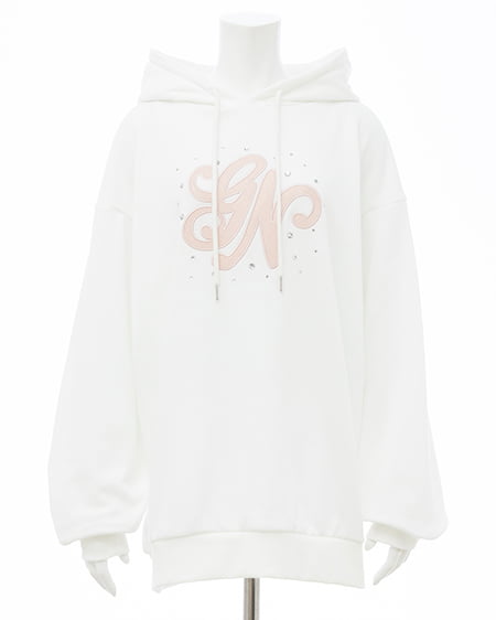 INGNI（イング） キルティングロゴスウェットパーカー ｵﾌﾎﾜｲﾄ/ﾋﾟﾝｸ