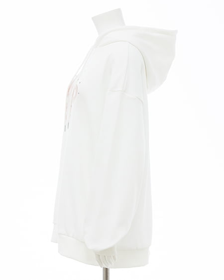 INGNI（イング） キルティングロゴスウェットパーカー ｵﾌﾎﾜｲﾄ/ﾋﾟﾝｸ