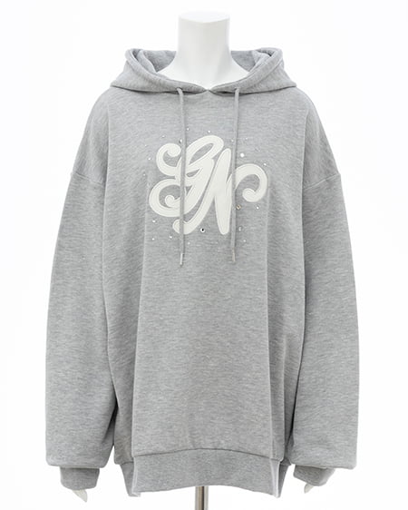 INGNI（イング） キルティングロゴスウェットパーカー ｸﾞﾚｰ/ｵﾌﾎﾜｲﾄ