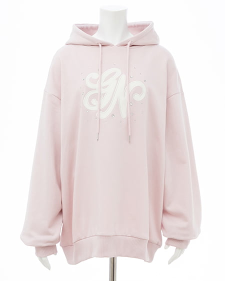 INGNI（イング） キルティングロゴスウェットパーカー ﾗｲﾄﾋﾟﾝｸ/ｵﾌﾎﾜｲﾄ