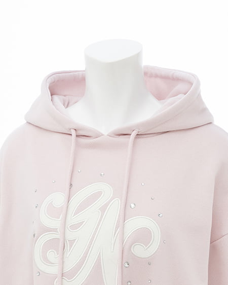 INGNI（イング） キルティングロゴスウェットパーカー ﾗｲﾄﾋﾟﾝｸ/ｵﾌﾎﾜｲﾄ